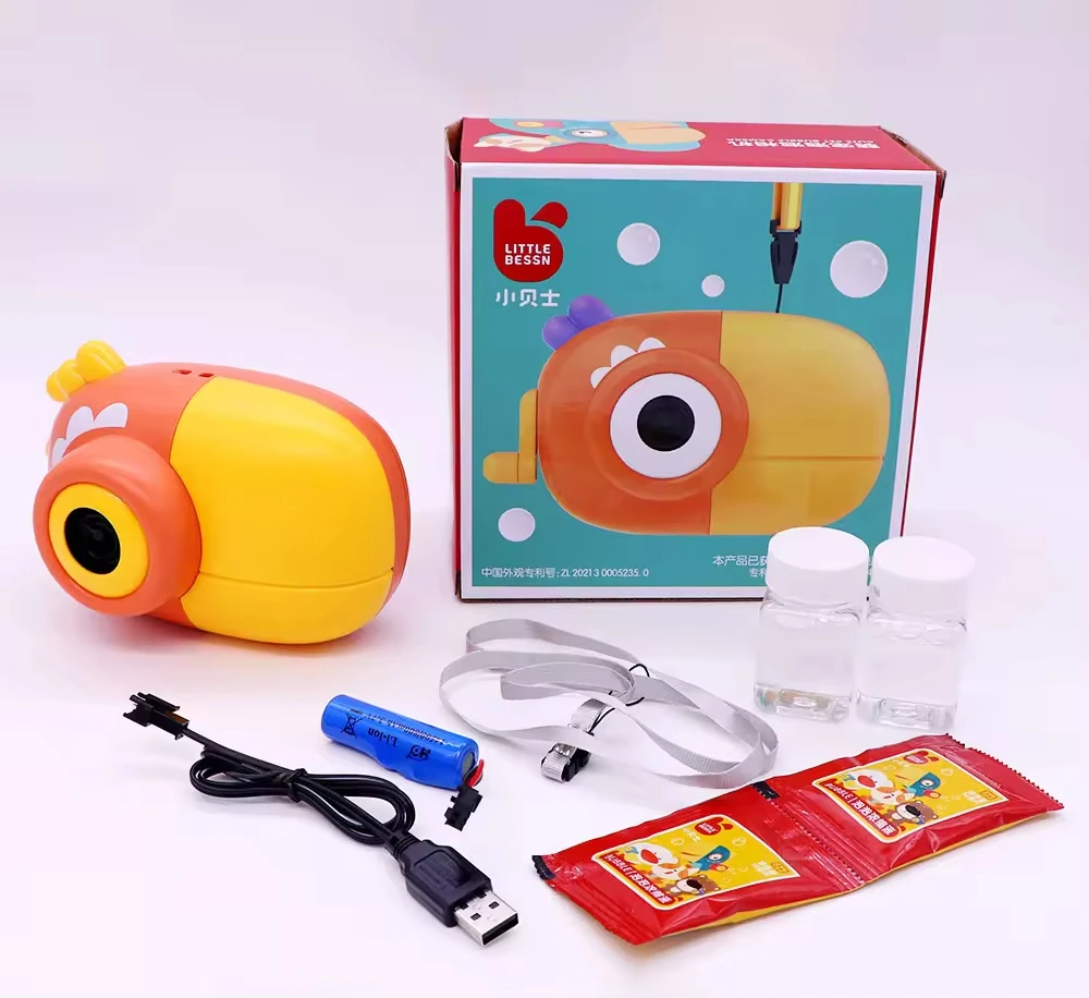 Leak-Proof Design Bubble Camera Toy Summer Outdoor Cartoon Parrot Shape Camera Bubble Toy For Kid Soap Toy With Light Music