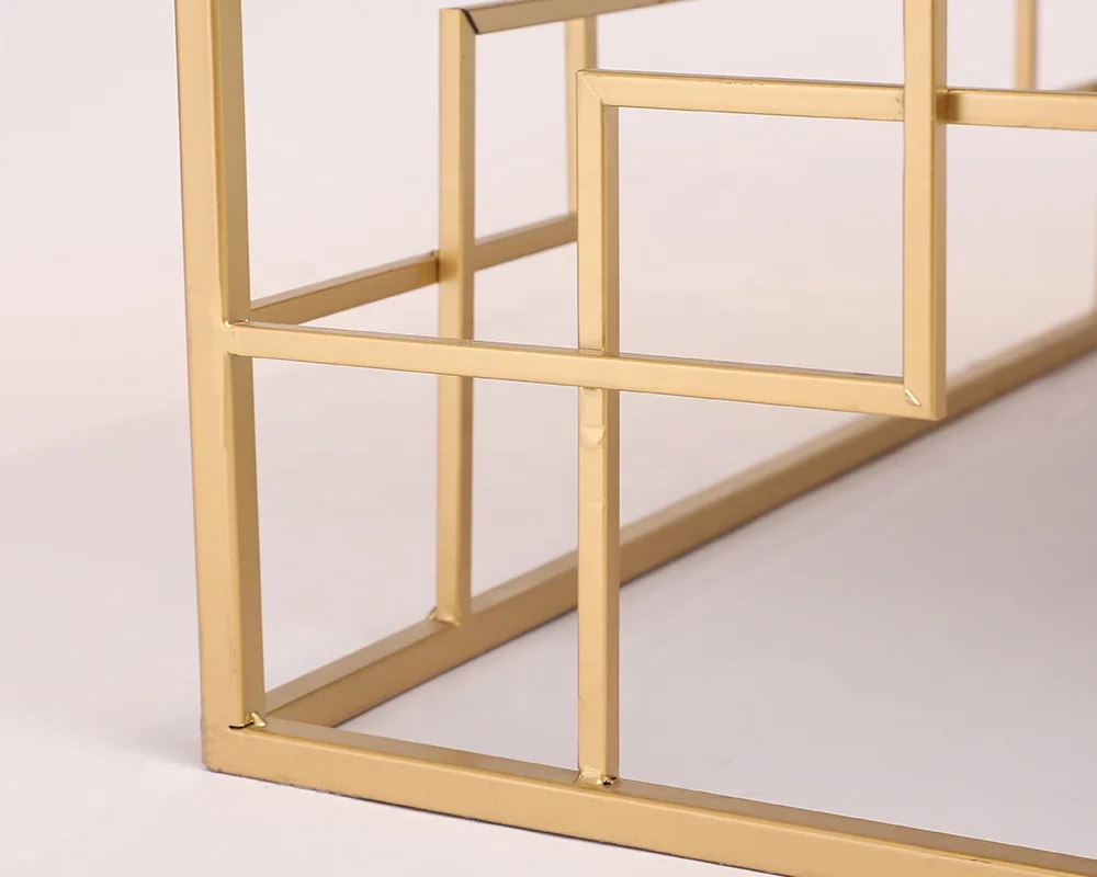 High and low tea table metal design top mirror set table