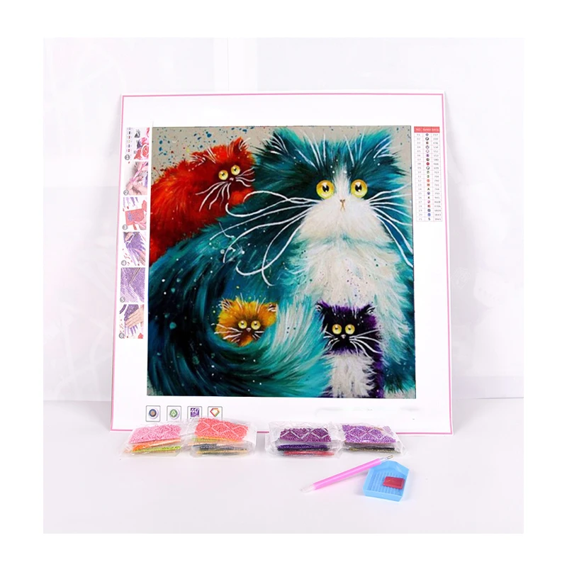 
Custom 5D Full Drill Cute Animal Dog Cat Mosaic Wall Art Round Diamond Paint by Number 