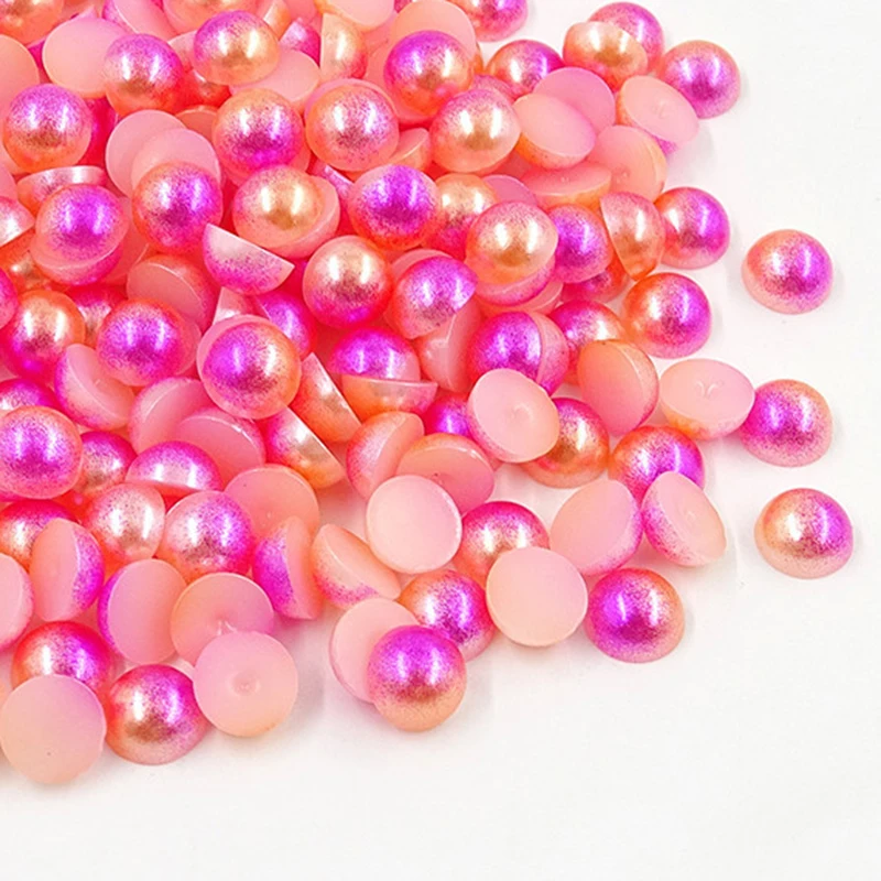 Wholesale 1.5-14mm Sizes Pink Color Flat Back Pearls Rhinestone Applique ABS Half Round Beads Flatback Pearls for Decoration
