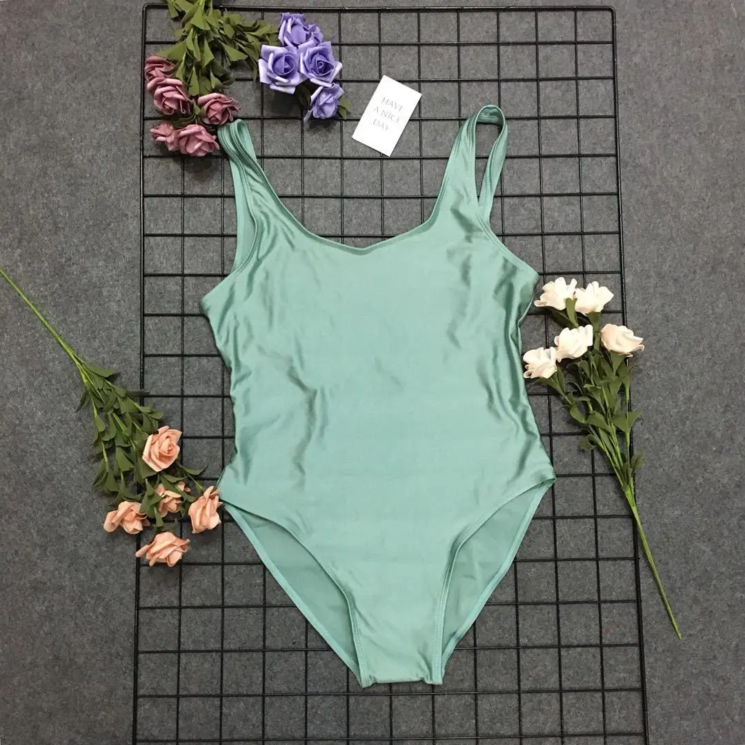 S - XXXL Blank Bathing Suits For Women Pure Colour One Piece Swimsuit Plus Size