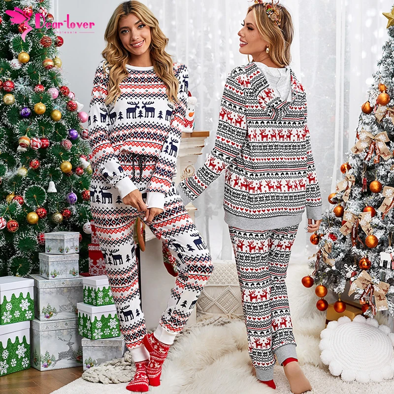 Wholesale Designer Two Piece Women Sleepwear Sets Matching  Family Christmas Pajamas