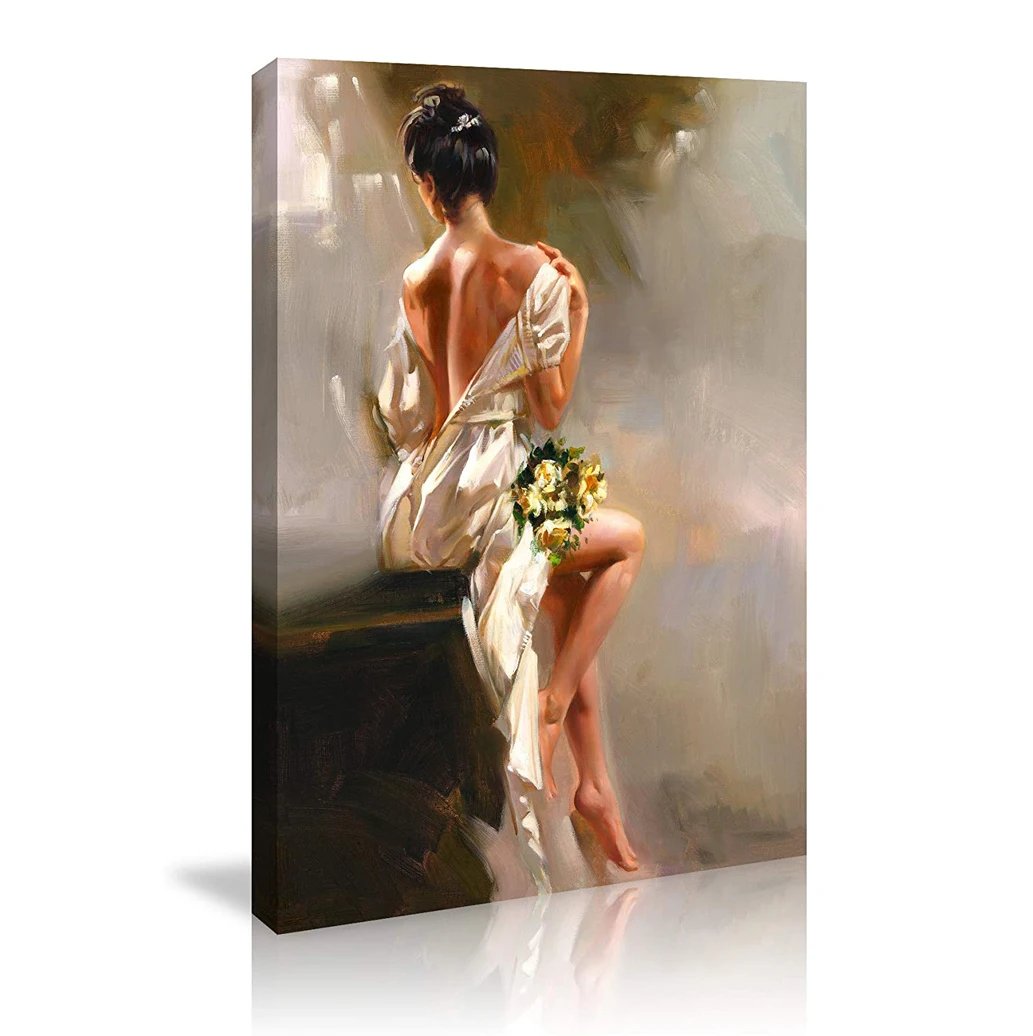 Wall Artwork Simple Girl Hand Painted Oil Painting On Canvas Nude Portrait Painting