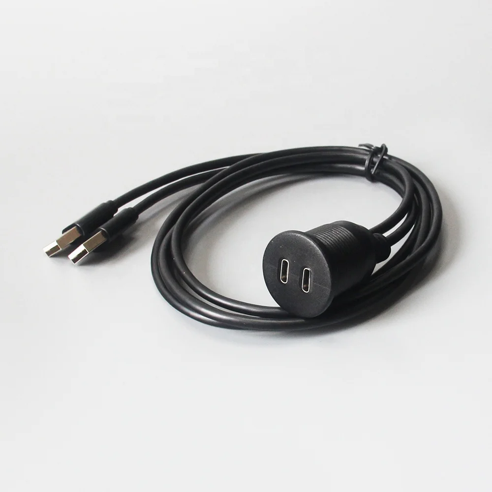 Waterproof Flush Mount Dual USB A Male to USB C Female Cable auto tuning accessories for Car Truck boat Marine modification