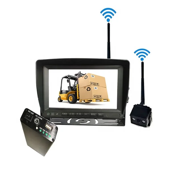 12V 24V Forklift Wireless Camera Blind Spot Visual System 7 inch Car LCD Monitor IPS Screen with Mobile Power Lithium Battery