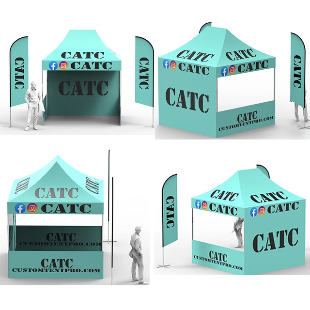 CATC Brand Customized Indoor/Outdoor Gazebo Waterproof Aluminum Pole Tent with Media Contact Printing for Weddings Trade Shows