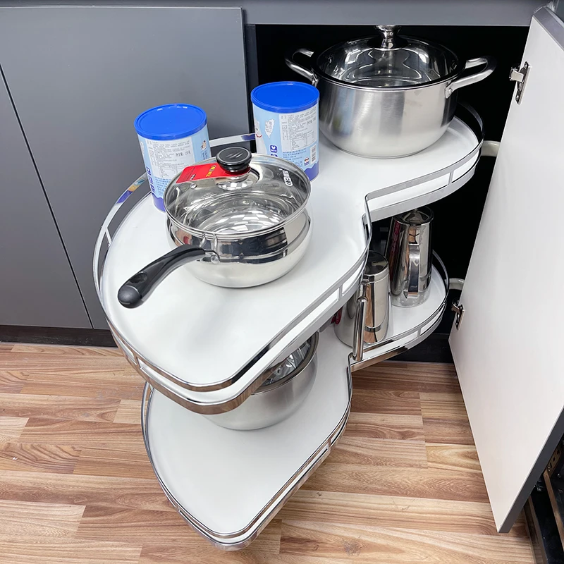 Kitchen Storage accessories magic corner Basket Chrome magic corner kitchen Revolving Basket Swing Trays