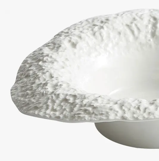 Hat Shape Hotel Wedding Restaurant Soup Plates Dinner Ceramic Porcelain Tableware with Rock Texture