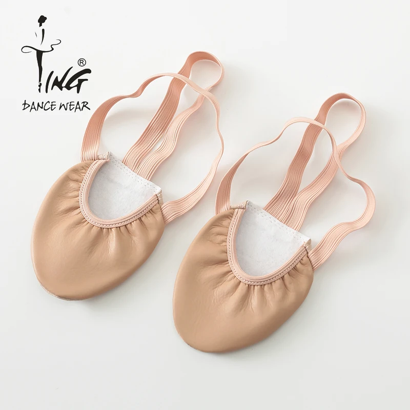 Wholesale Custom Artistic Gymnastics Shoes for Girls Soft Ballet Leather Upper with Microfiber Lining Half Soles Dance Practice