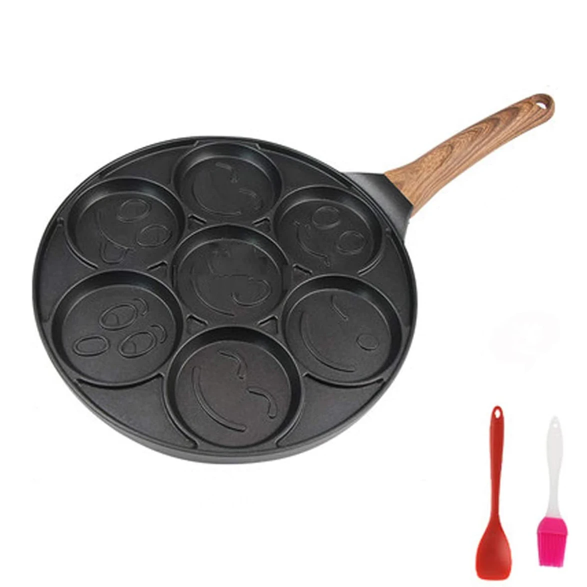 Smiley Face Pancake Pan - Non-stick Pan Cake Griddle With 7 Unique Flapjack Faces,3 Pcs Set