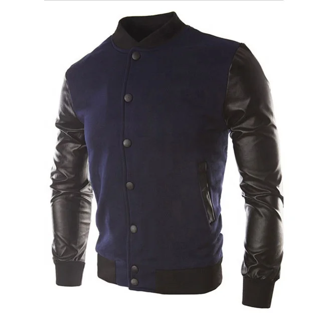 
Navy Blue Mens Varsity Casual Jackets white Leather Sleeves Sports Baseball Bomber Jacket Yasin wears Letterman Embroidery Patch 