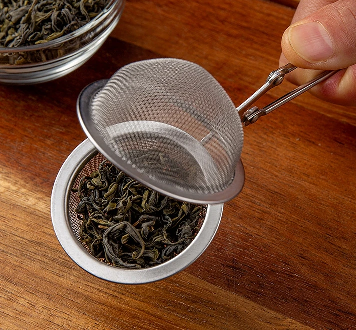 WH546 Tea Infuser with Handle Mesh Infuser Snap Ball Strainer Steep Loose Leaf Tea Infuser Fine Mesh Ball Tea Filter