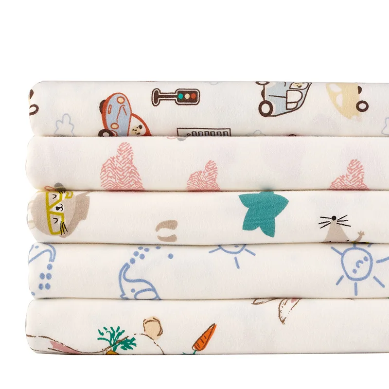 Custom Digital Printed Knit Printing Plain Coloured 95% Cotton 5% Spandex Fabric For Clothing