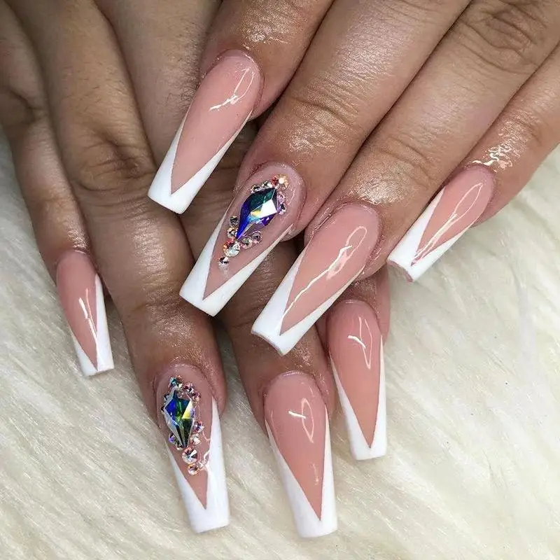 Luxury Long Gel Custom Acrylic False Nails Press on Nails Wholesale En Gros Artificial Fingernails