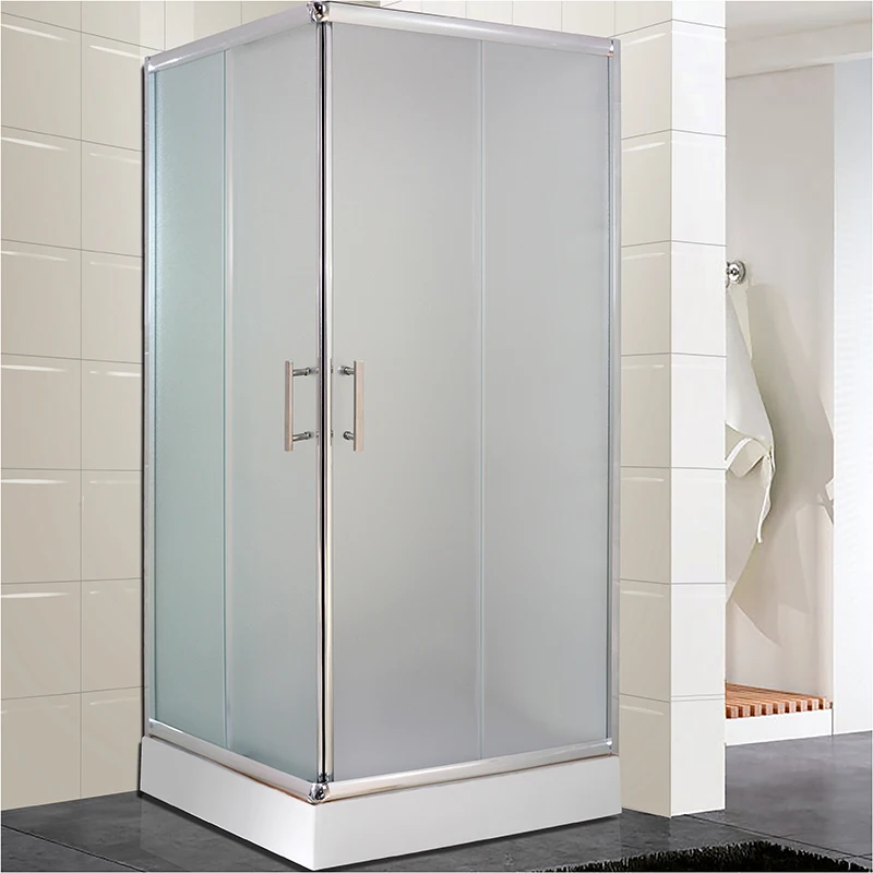 Stand up Inside Moving Shower Door Kit Square Sliding Door Bathroom Glass Rectangle ABS Aluminium Contemporary 6mm 3 Years BAIQI