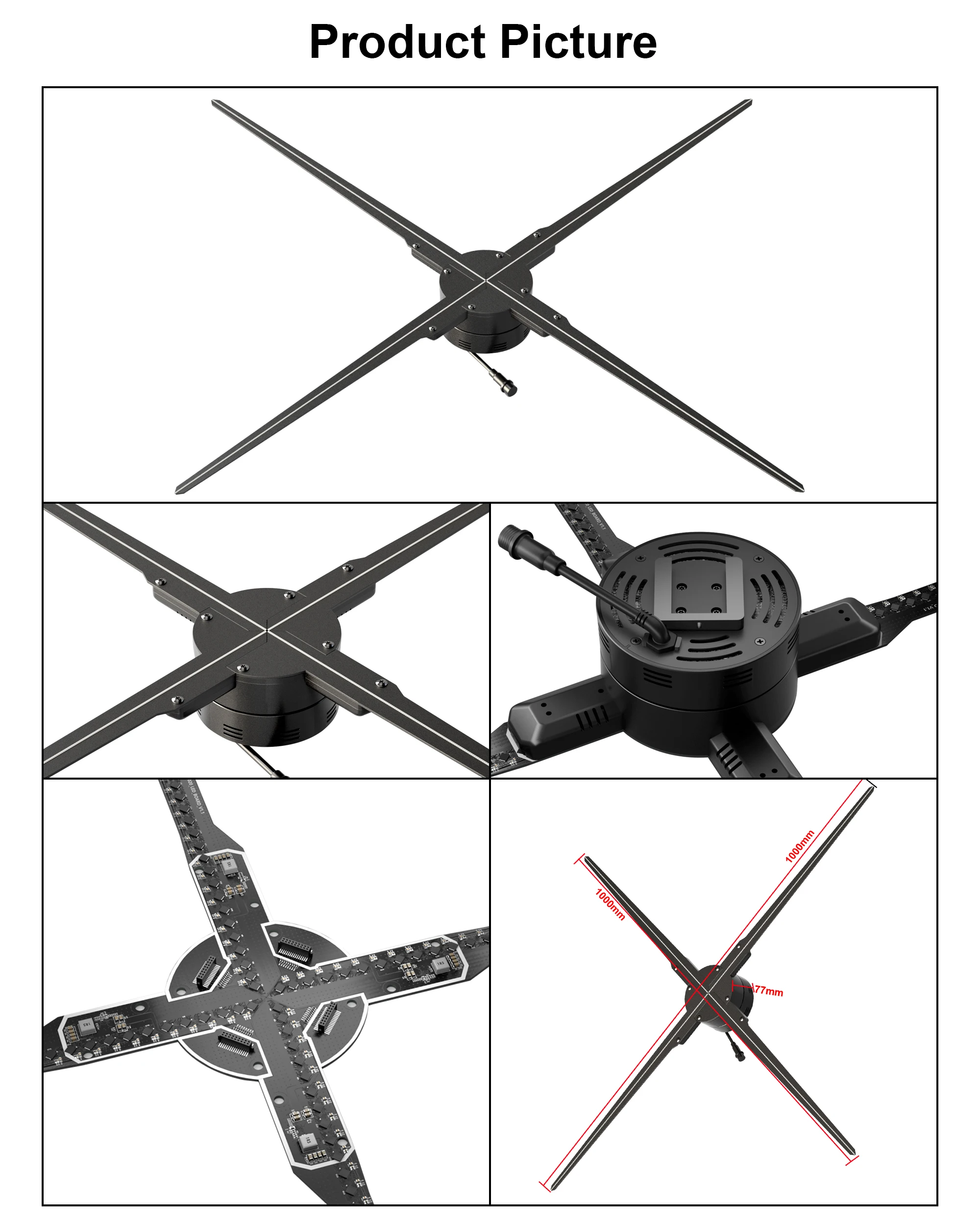 Easy Installation 100cm 3D Hologram Advertising Display Floor Hologram Fan Versatile Advertising Equipment