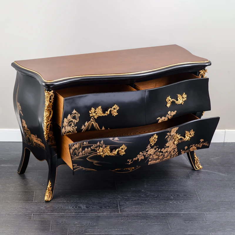 Direct Factory Own Design Custom Painted Dewaxing Console Table Cabinets Furniture Storage Antique Brass Wood Chinese Home 1PCS