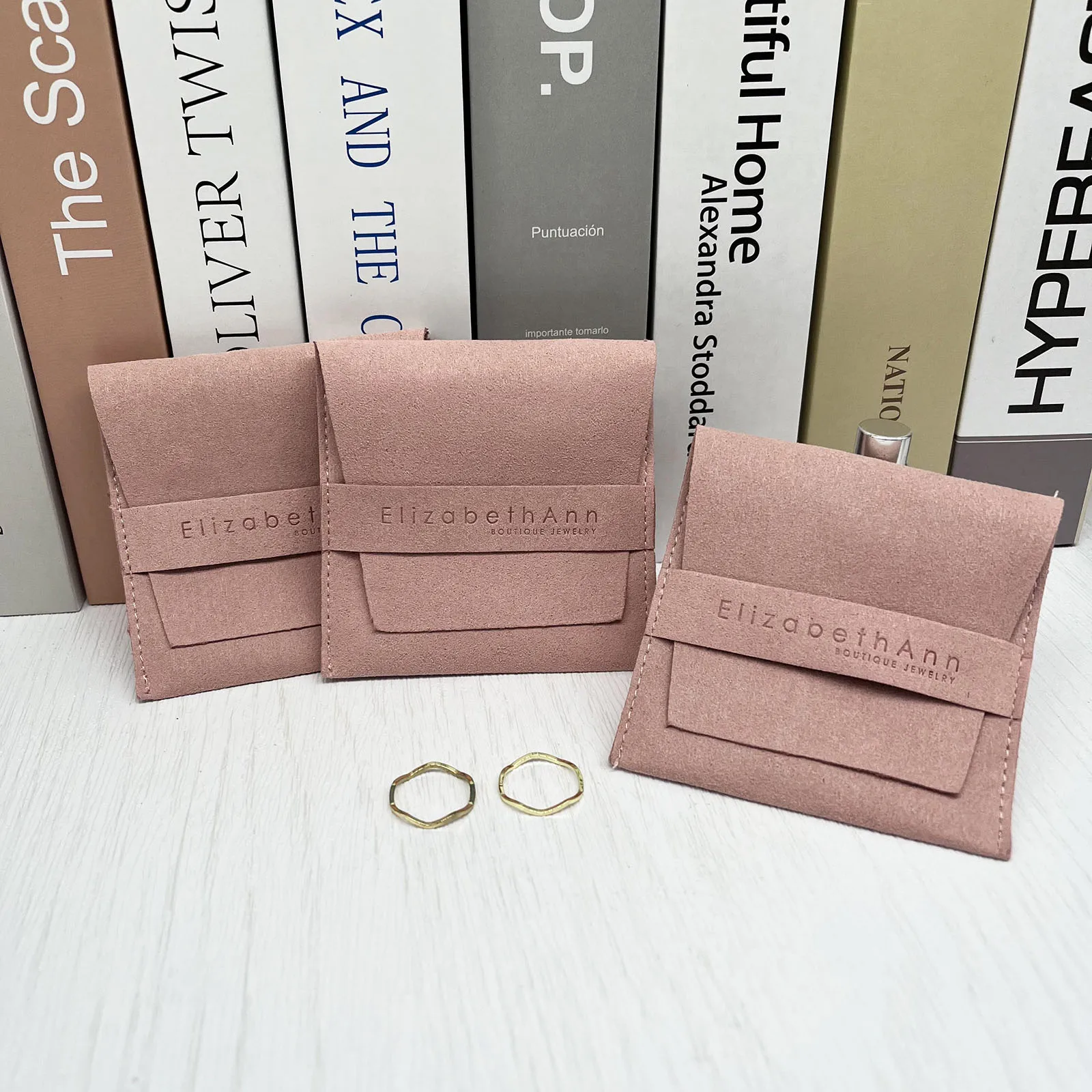 Eco Custom Logo Velvet Suede Microfiber For With Jewellery  Insert Packaging Earring Display Cards Gift Bag Jewelry Pouch