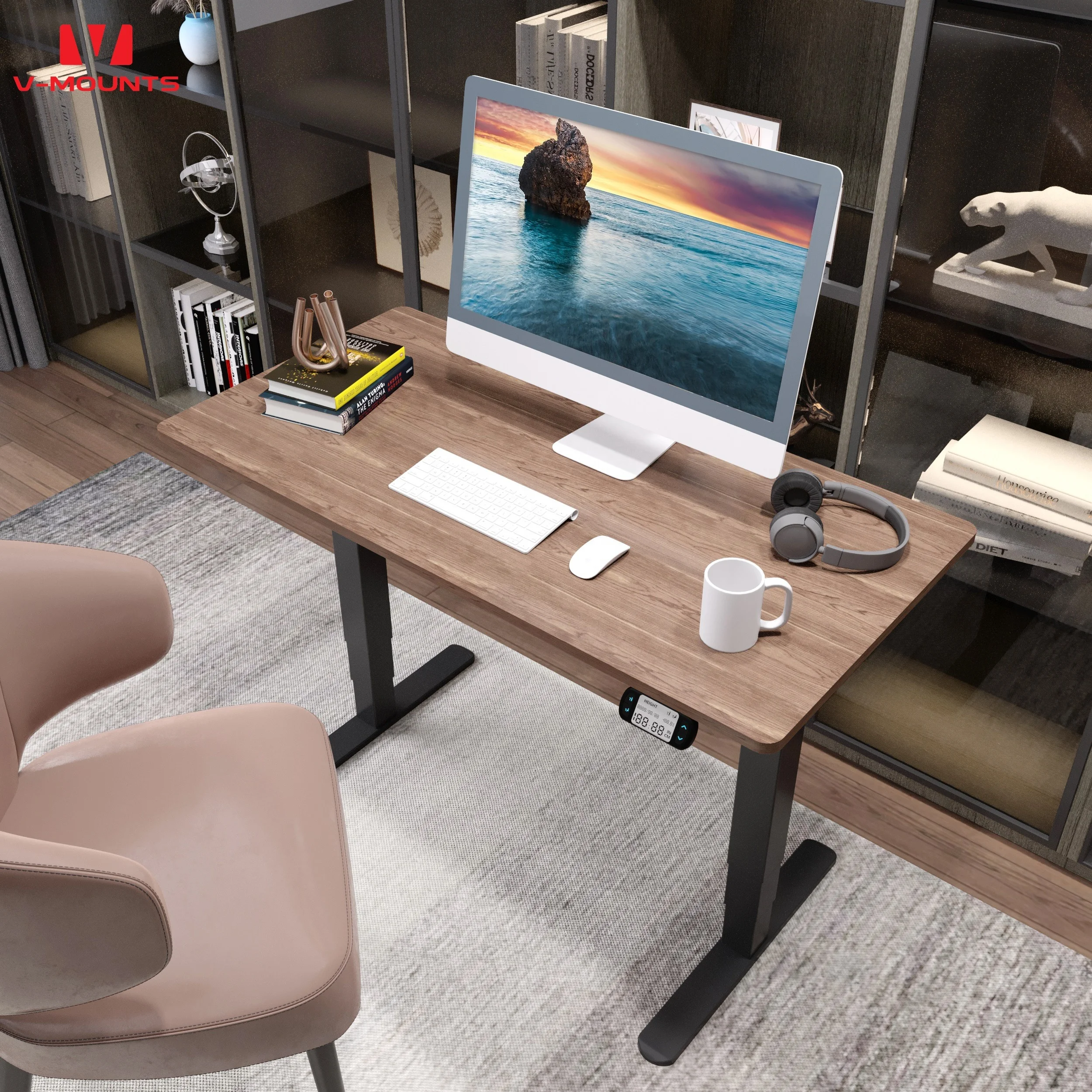 V-mounts Dual motor adjustable desk for home office with Anti-collision function VM-JSD2-01-D-1P