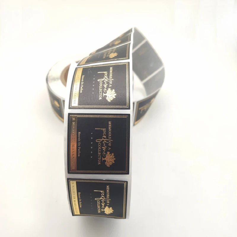 Custom Printing Textured gold Foil Stamping Adhesive Label Stickers