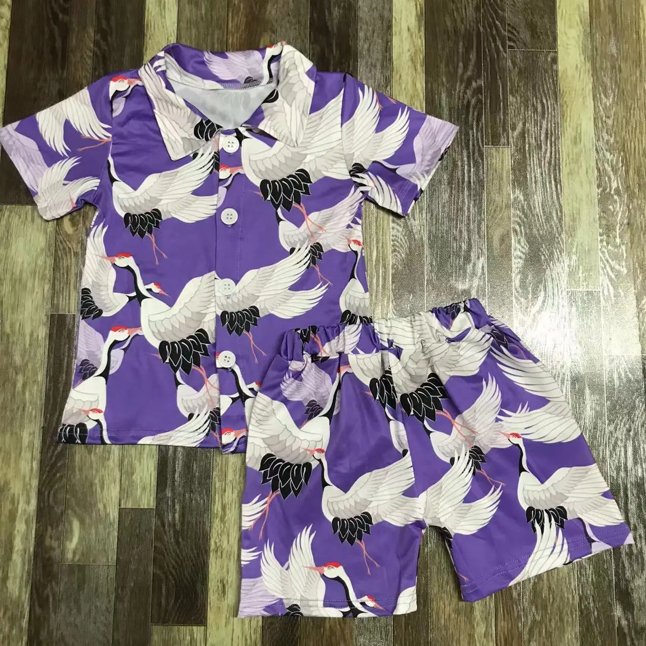 Wholesale boutique high quality boys casual and fashion boys print shorts suits for summer