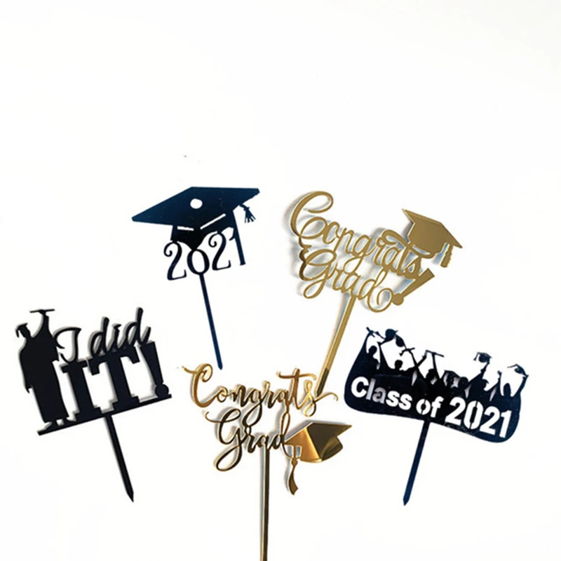 Customized Baking Cake Decoration 2021 New Graduation Season Acrylic Cake Decoration Card Graduation Party Dress Up Wholesale