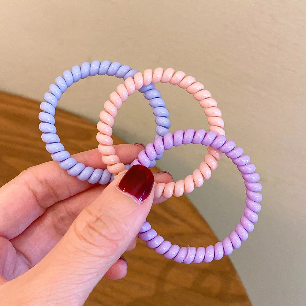 7 Colors Telephone Wire Hair Tie Spring Hair Coil Elastic Hair Band Women Girls Ponytail Holder Accessories