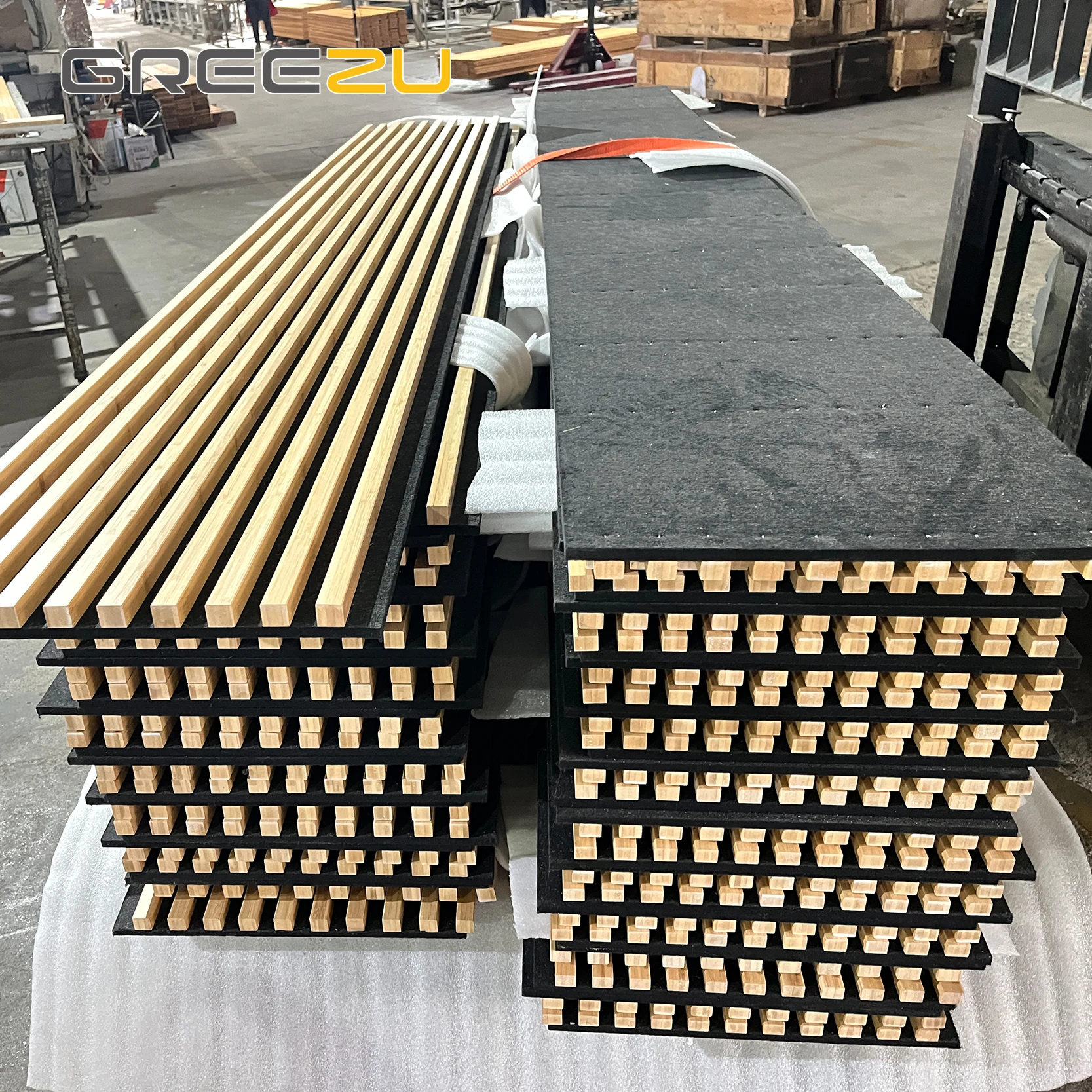 PET acoustic bamboo slats  wall panels wall panel Sound absorption polyester felt acoustic bamboo wall panels