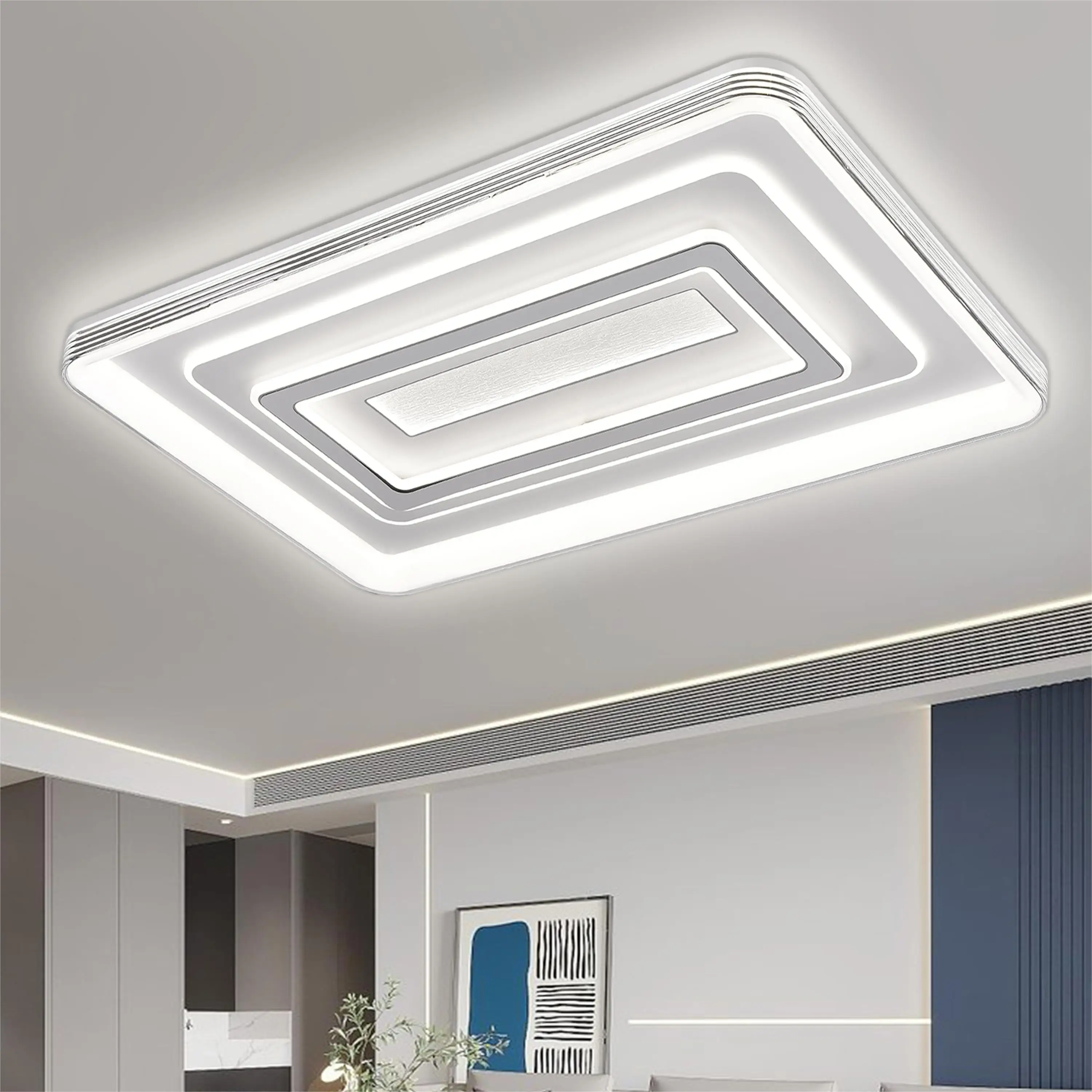 Bladeless Ceiling Fan with Light and Remote Control Recessed Modern Ceiling Fan with Inverter and Dimmable Light Silent fan