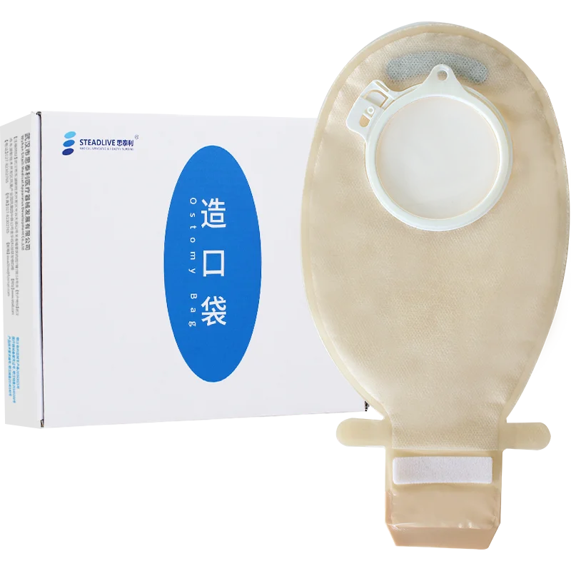 Two pieces disposable stoma colostomy bag with hydrocolloid flange
