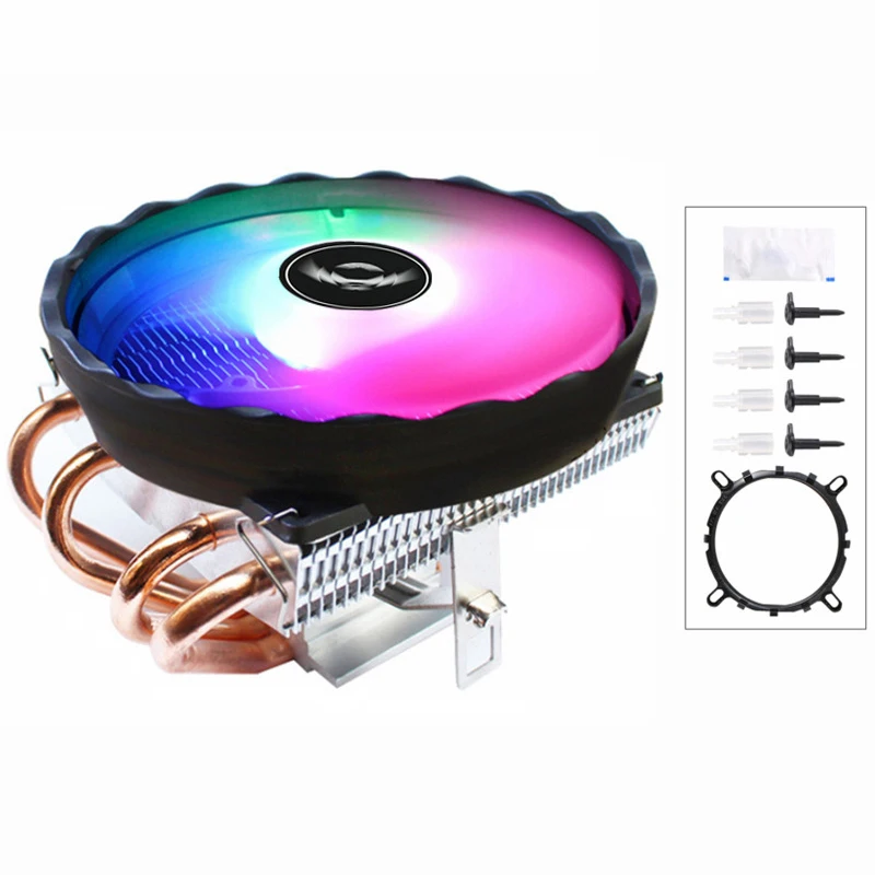 QiuzAim LGA 1151 CPU Heatsink 1150 motherboard 4 Copper Heat Pipe 123mm AM5 Cooler Cooling Solution for AM3 AM4 Desktop PCs 1156