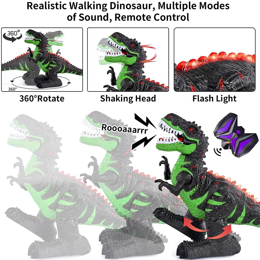 8 channels electric rc T-Rex toy remote control dinosaur simulation walking rotation dino tyrannosaurus toy with light and sound
