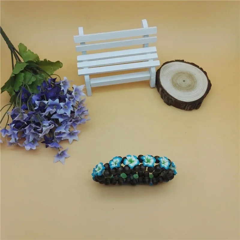 Thai Style Plastic Bead Bracelet Bangles with Flowers