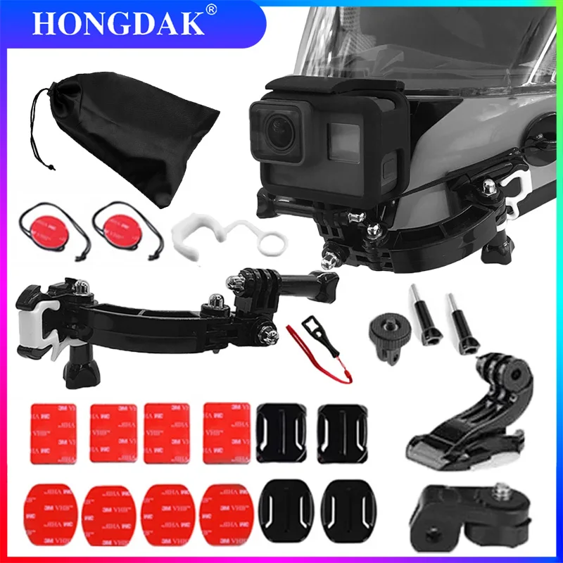 HONGDAK Adjustable Base Helmet Mount for GoPro 10 9 8 Xiaomi EKEN Dji Action Camera Motorcycle Mount Riding Belt Head Accessory