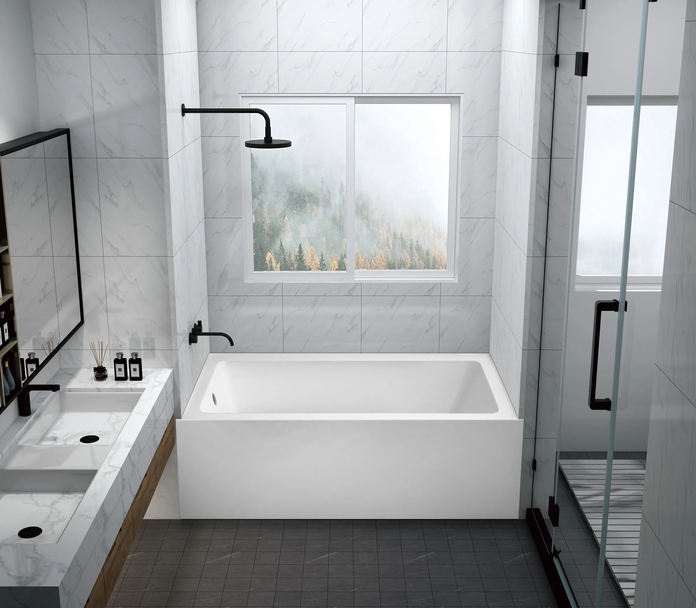 Modern Luxury Large Acrylic Bathroom Deep Soaking Corner Tubs Bath Single Skirt Freestanding Bathtub