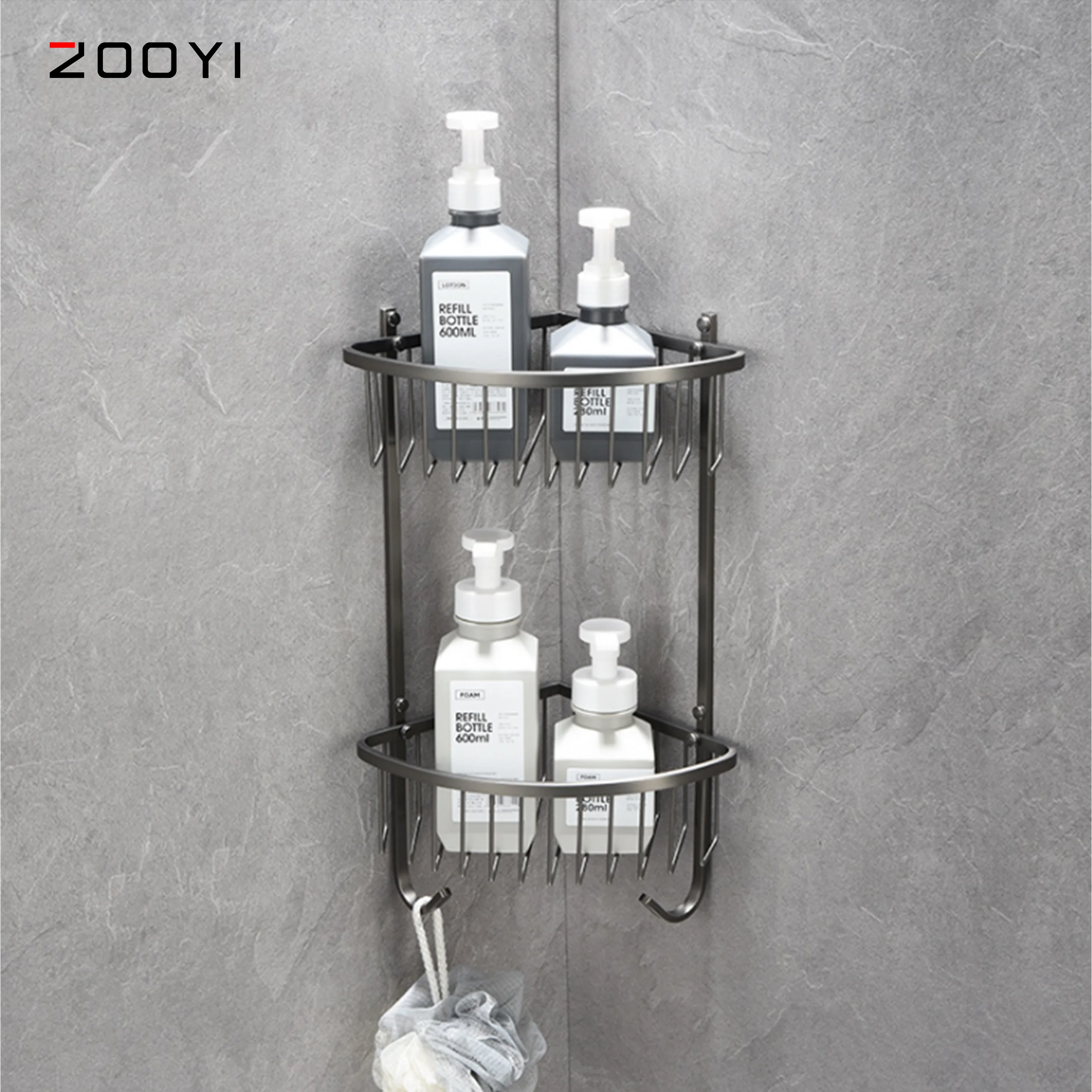 ZOOYI Китай дешевые полностью матовый серый аксессуары для ванной из нержавеющей стали аппаратные наборы для ванной