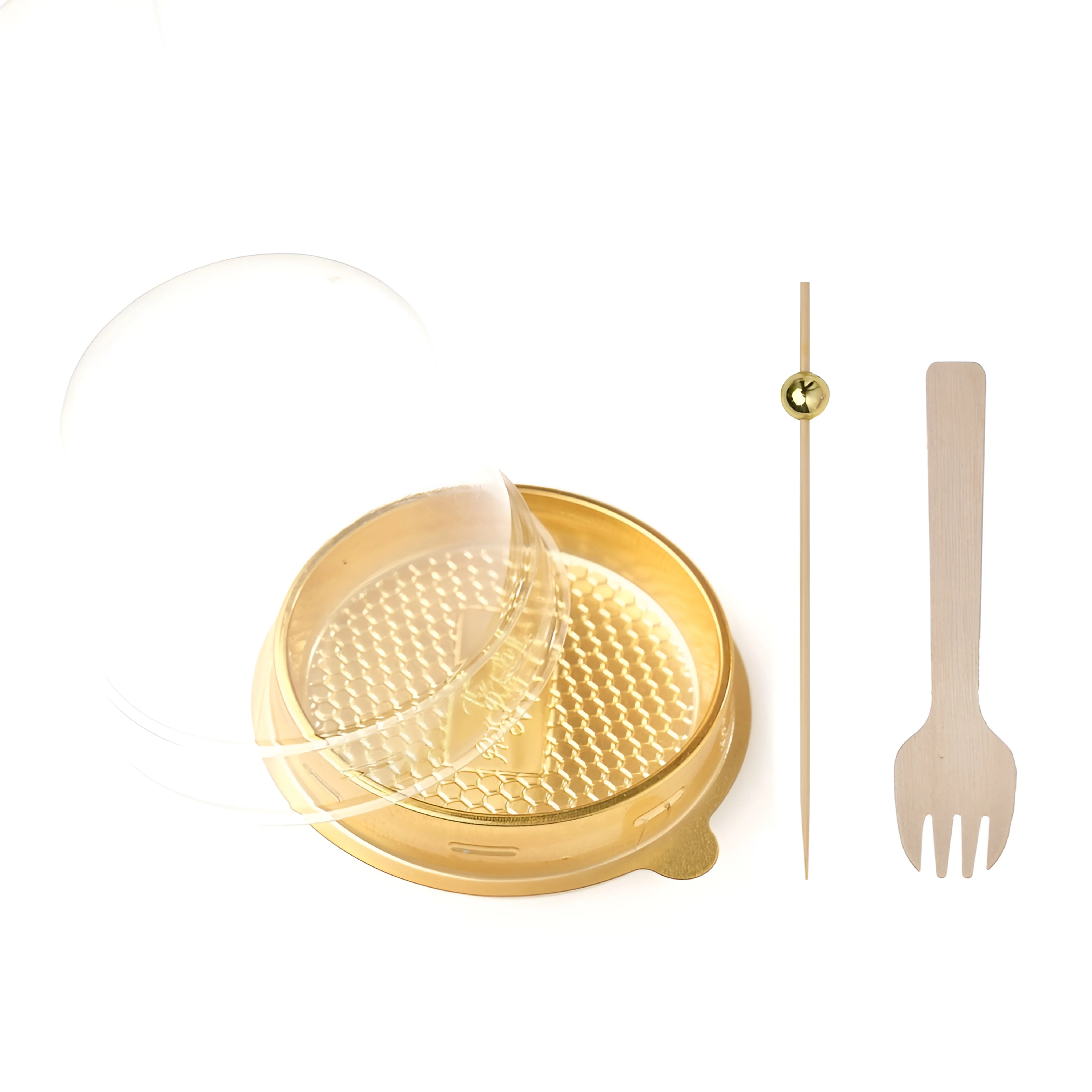 Wholesale In Bulk Blister Round Gold Silver Clear Dome Dessert Cupcake Container Packaging Plastic Cup Cake Boxes