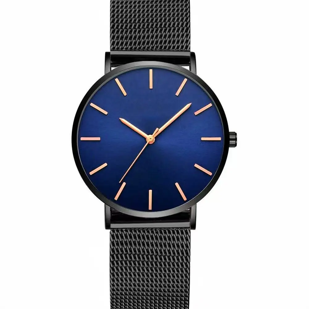 Watch Custom logo Simple Thin Wristwatch Casual mesh Strap Quartz Watch Gift men stainless steel Band Customize Watches