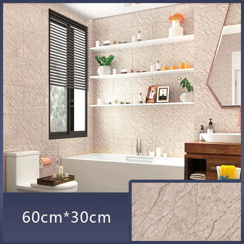 Bathroom Decor 3D Marble Tile Self Adhesive PVC Wall Sticker Peel And Stick Wall Tiles