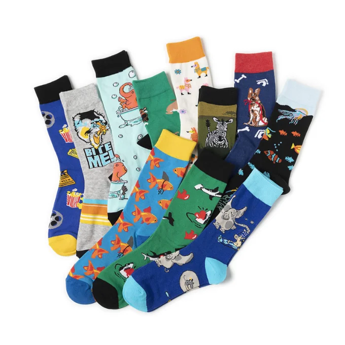 Creative Cotton Animal Cartoon Logo Men Women Tube Socks Skateboard Casual Socks