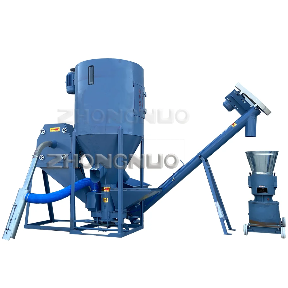 500-2000KG/H Animal Pellet Powder Mash Feed Pellet Mill Mixer machinery Livestock Chicken Feed Pellet Production Line