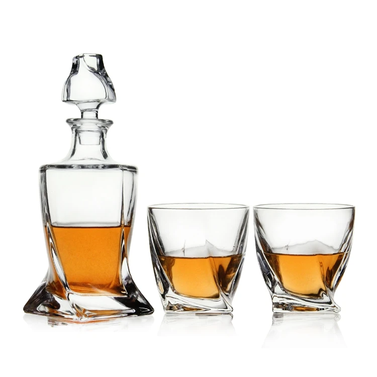 premium glass tumblers with heavy base and unique curved design whiskey glass