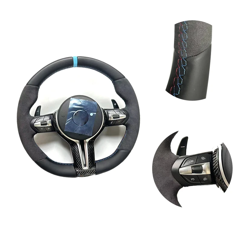 Steering Wheel  Replacement alcantara for BMW M2 M3 M4 M5 M6 M Performance Finish Weave Material Origin Glossy