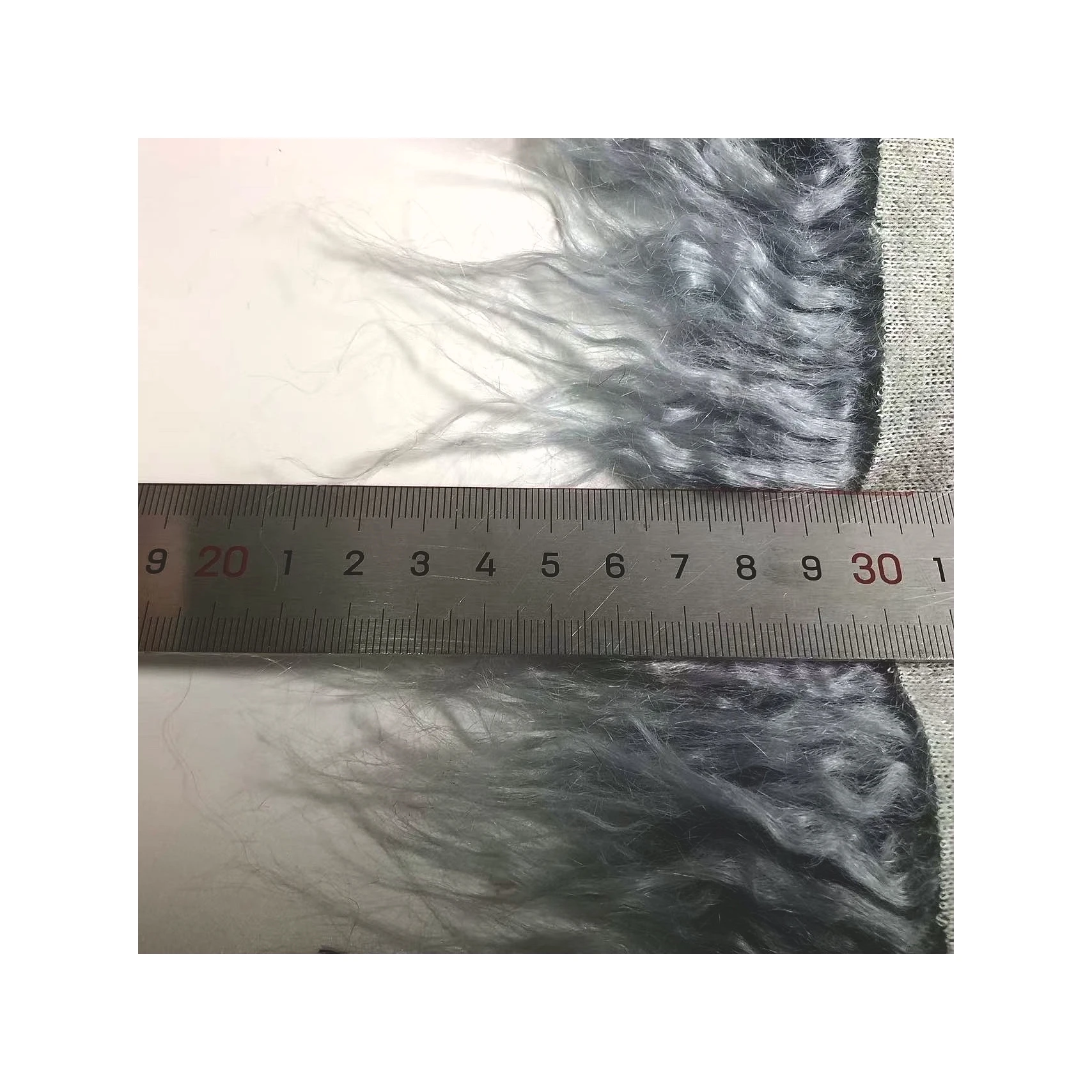 Light Gray Color Knitting Polyester Acrylic Imitation Long Hair Sheepskin Faux Fur Fabric For Coat
