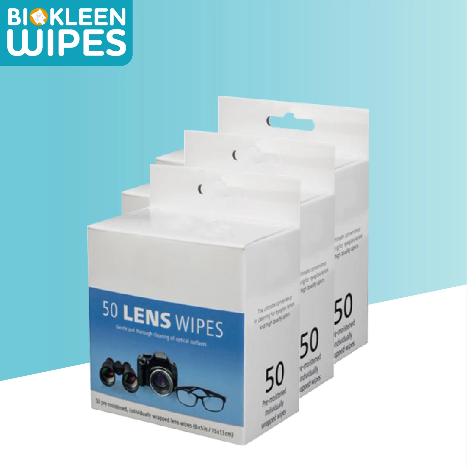 Biokleen Custom logo Disposable Anti Fog Lens Wipes Camera Protector Glass Lens Cleaning Wet Wipes