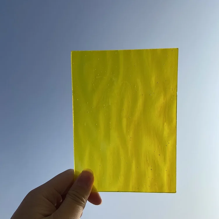 WANDIOR Jiangsu Factory Store 3mm Lemon Yellow Transparent Pattern Stained Glass Sheet