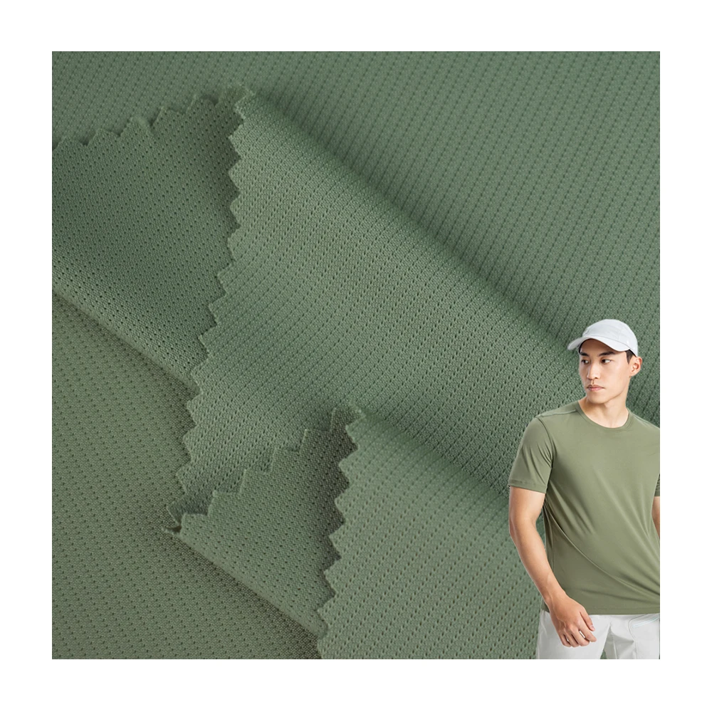 Twill style quick dry moisture wicking 87 nylon 13 spandex knitted single mesh jacquard fabric for T-shirt