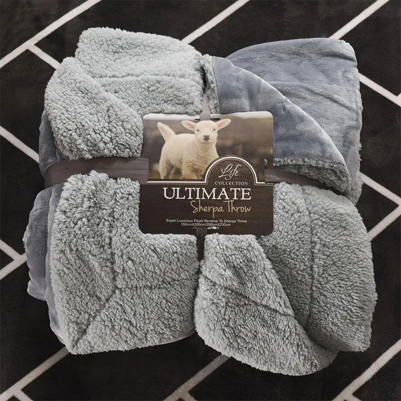 New Design Custom Logo Sherpa Blanket Luxury Bed Accessories Flannel Fleece Throw Blanket for Winter Plaid Woven 100% Polyester