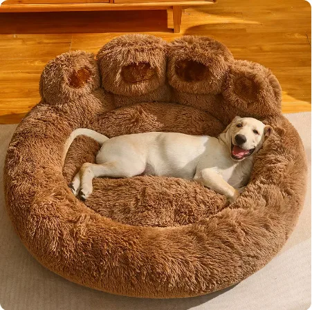 Fast Shipping Wholesale Manufacturer All Season Paw Shape Dog Product Plush Warm Cozy Soft Deep Sleeping Pet Cushion Dog Cat Bed