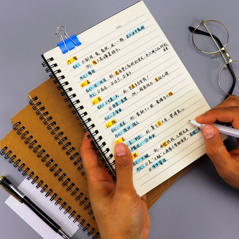 kraft Paper Spiral Notebook A5 Notepad B5 Horizontal Line Grid Student Exercise Paper Brown Paper